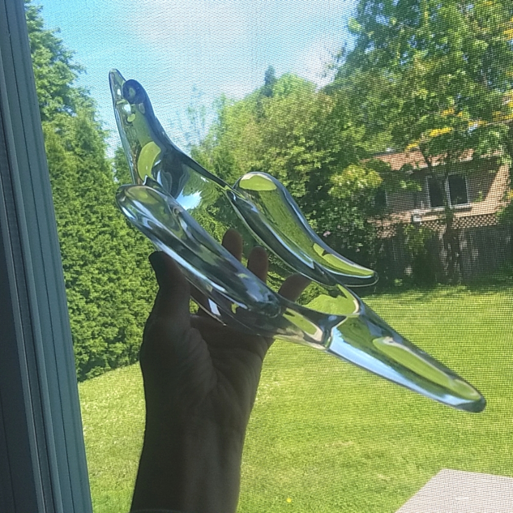 60's Art Vannes MCM Made in France Clear Glass Bird Dish